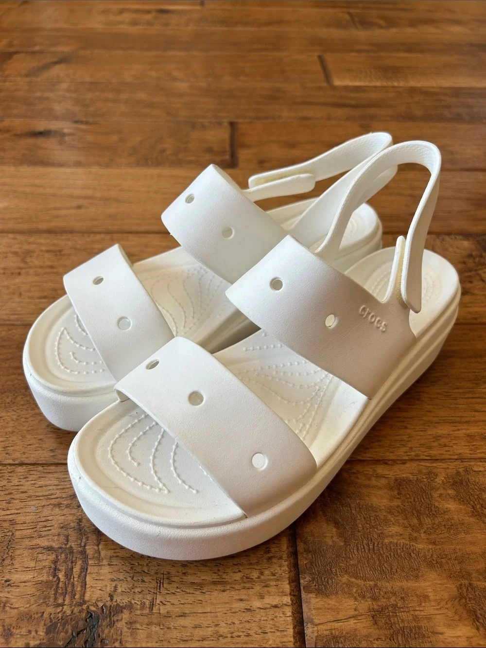 Crocs Brooklyn 4U Platform Sandals Stucco White Womens Size 7